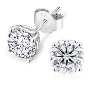 Iced Jewelry Classic Gem Moissanite Stud Earrings, 14k Gold Plated o Silver